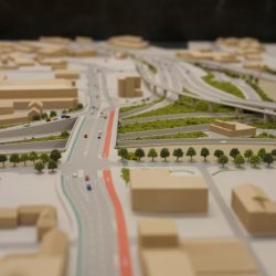 Belfast architectural transport model. Scale model with dual carriageway and bus lane
