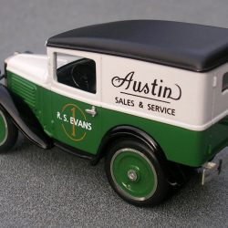 Green and white American Austin van